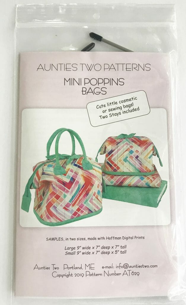 Little Poppins Bag Sewing Pattern with Two Bag Stays by Aunties Two